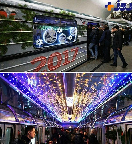 عكس/قطار سال نو در خطوط متروي مسكو