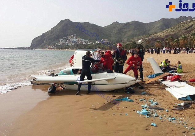 نجات معجزه آسا از سقوط هواپیما در ساحل کالیفرنیا +تصاویر