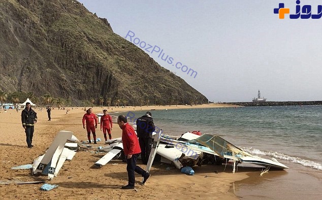 نجات معجزه آسا از سقوط هواپیما در ساحل کالیفرنیا +تصاویر
