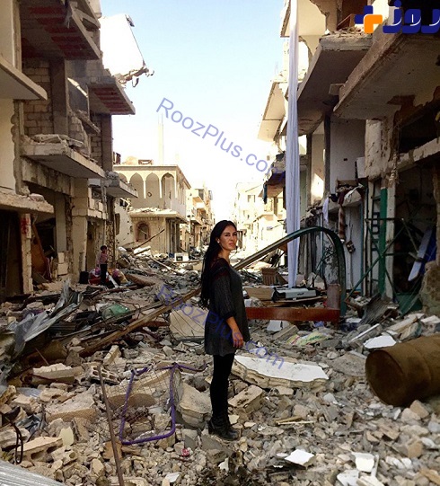 بازیگر زن هالیوودی در ویرانه های سوریه +تصاویر
