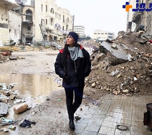 بازیگر زن هالیوودی در ویرانه های سوریه +تصاویر