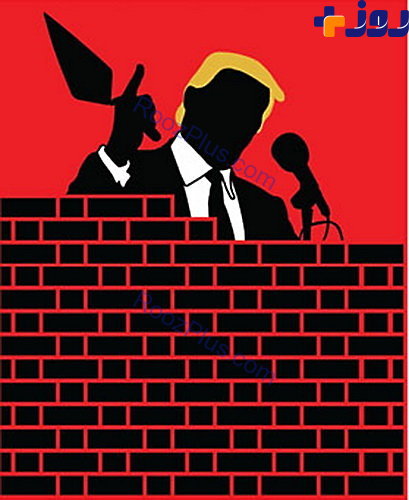 ترامپ پشت دیوار ها + کاریکاتور