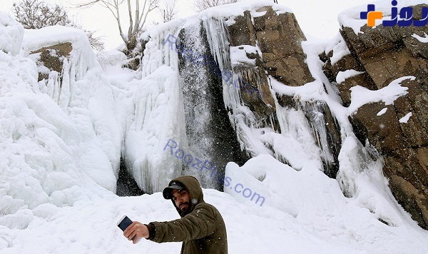 تصاویری از یخ بستن آبشارگنج نامه همدان