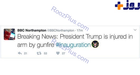 شایعه شبکه BBC درباره تیرخوردن ترامپ در مراسم تحلیف!+ عکس