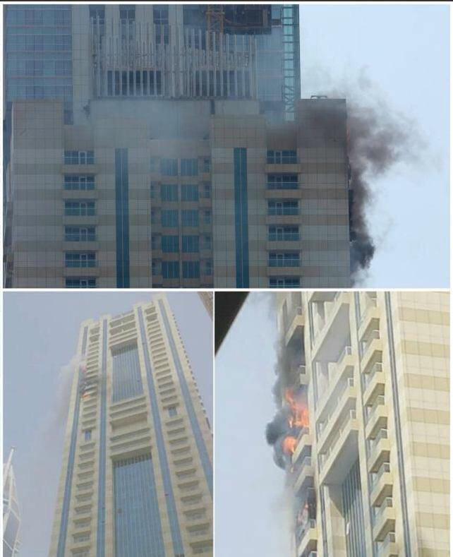 آتش سوزی در برج «سلافه» دبی+ عکس