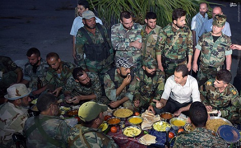 افطاری بشار اسد با سربازان در خط مقدم جبهه + تصاویر