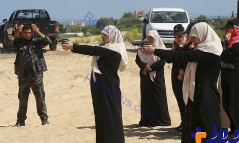 آموزش نظامی همسران و دختران فرماندهان حماس +عکس
