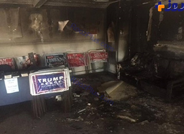 تصاویر/ به آتش‌کشیدن در دفتر انتخاباتی ترامپ