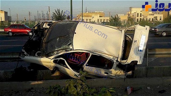 تصاویری از تصادف شدید کامیون و سواری دربزرگراه آزادگان تهران+عکس