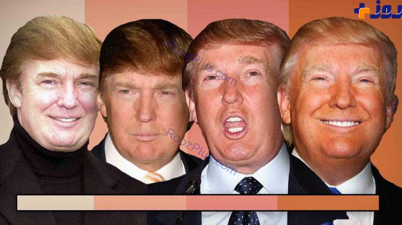 اسرار رنگ نارنجی صورت دونالد ترامپ/ تغيرات رنگ صورت او از سال 2002 +‌تصاوير