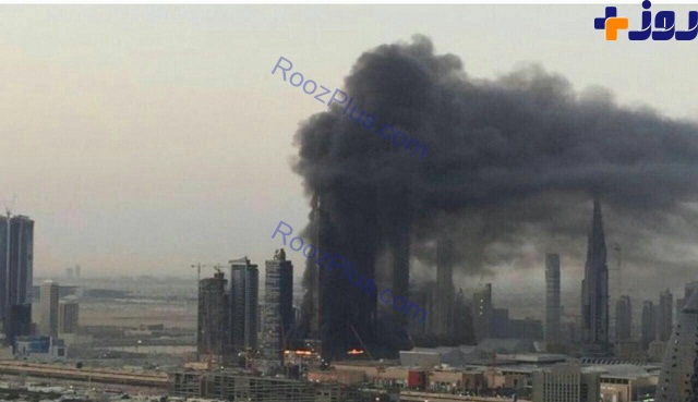 آتش سوزی برج نیمه کاره در دبی/تصاویر