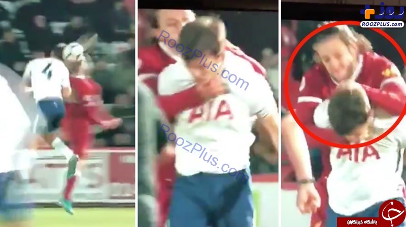 ضرب و شتم و درگیری عجیب یک بازیکن فوتبال درحین بازی +تصاویر