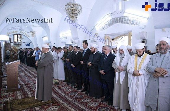 بشار اسد با حضور در مسجد معروف نماز عید فطر را به جا آورد+ عکس