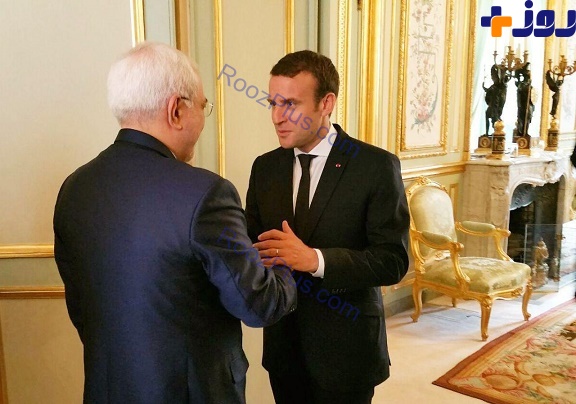 عکس/ دیدار ظریف و مکرون در کاخ ریاست جمهوری فرانسه