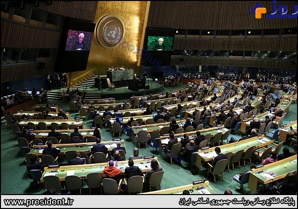 عکس| سالن سازمان ملل حین سخنرانی روحانی را ببینید