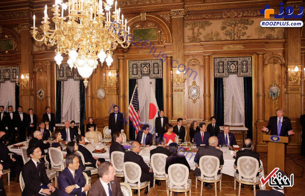 گزارش تصويري/ ترامپ و ملانيا در ضيافت شام نخست وزير ژاپن