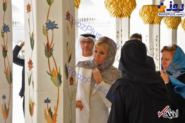حجاب همسر رییس جمهور فرانسه در بازدید از سومین مسجد بزرگ جهان +تصاویر