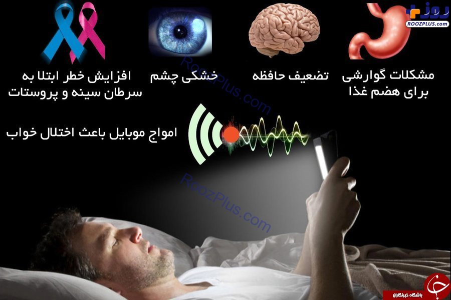 استفاده از موبایل پیش ازخواب موجب چه اختلالی در بدن می شود+اینفوگرافی