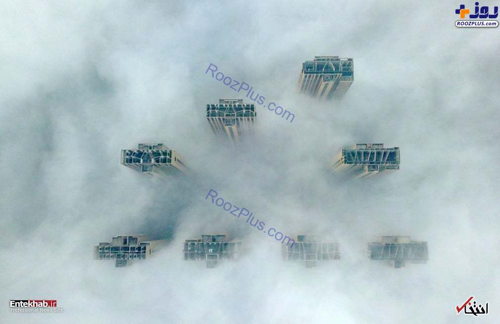 آسمانخراش های چین در هوای مه آلود +عکس