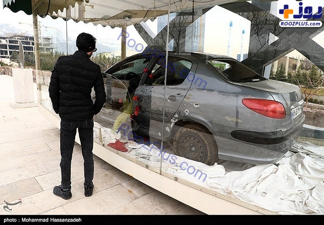 خودروی منفجر شده شهید «احمدی روشن» و دکتر «فریدون عباسی» +عکس