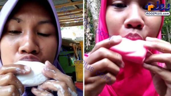 زن جوانی که عاشق خوردن صابون است!+عکس