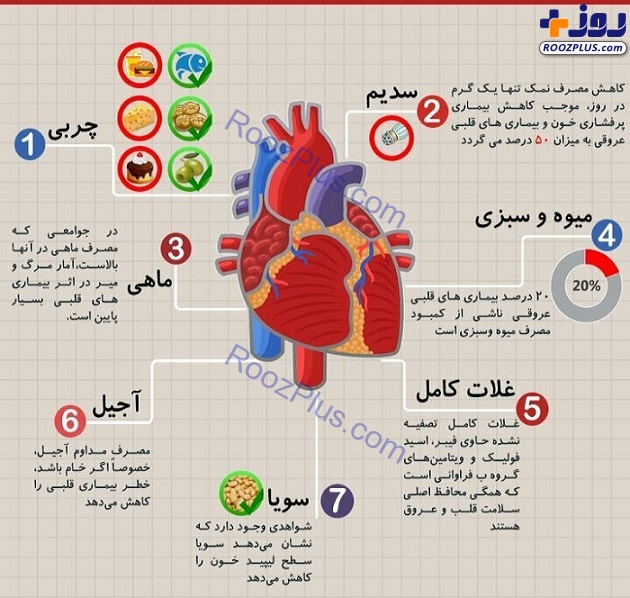 اینفوگرافی/ خوراکی‌هایی که سلامت قلب شما را تضمین می‌کند