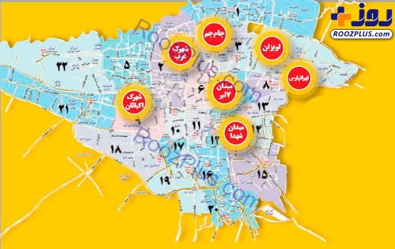 نقشه دکل‌های پارازیت در پایتخت