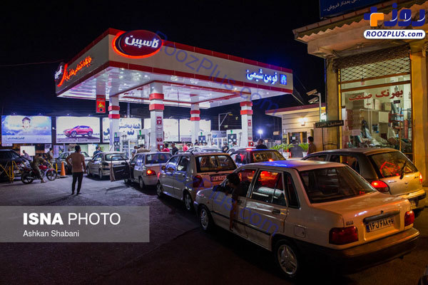 صف طولانی بنزین بعد از شایعه قحطی در گیلان + تصاویر
