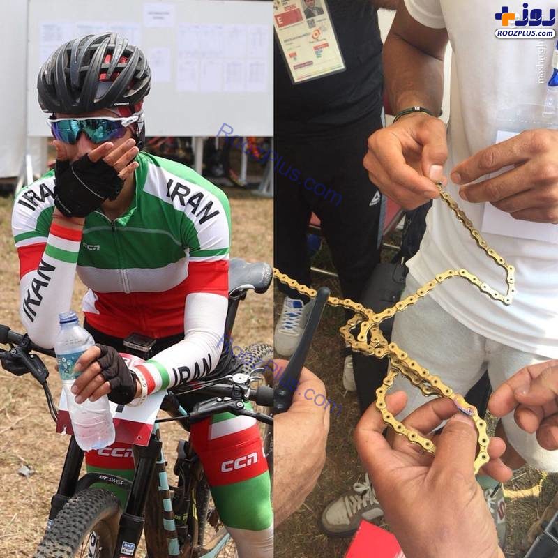 از دست رفتن مدال طلا برای ایران به علت پاره شدن زنجیر دوچرخه!+عکس