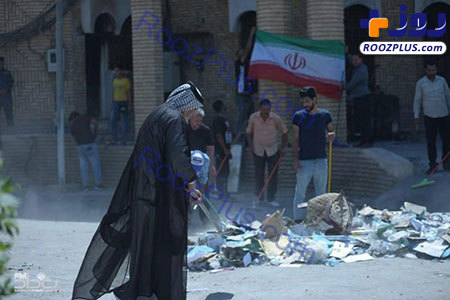 عراقی‌ها، کنسولگری ایران در بصره را نظافت کردند +تصاویر