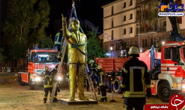مجسمه طلایی اردوغان در آلمان برچیده شد+ تصاویر