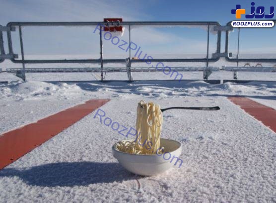 یخ زدن غذای داغ در قطب جنوب +تصاویر