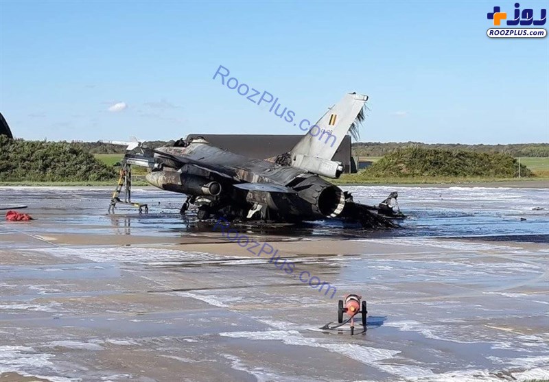 جنگنده اف-۱۶ بلژیک خاکستر شد+تصاویر