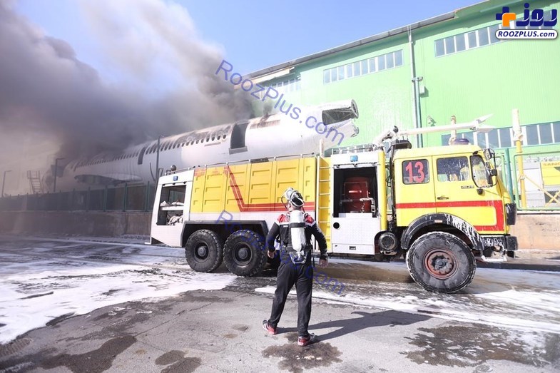 یک هوایپما در فرودگاه امام خمینی آتش گرفت +تصاویر