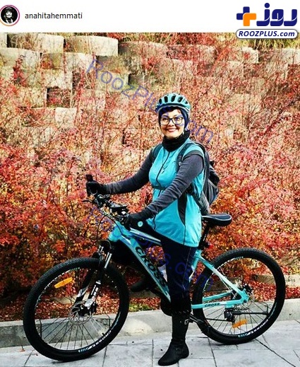 دوچرخه‌سواری «آناهیتا همتی» در پاییز +عکس