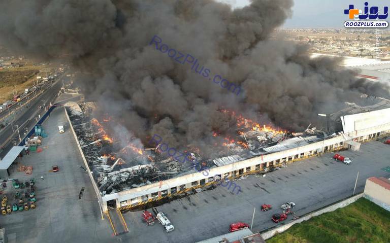آتش سوزی مهیب انبار پارچه در مکزیک/عکس