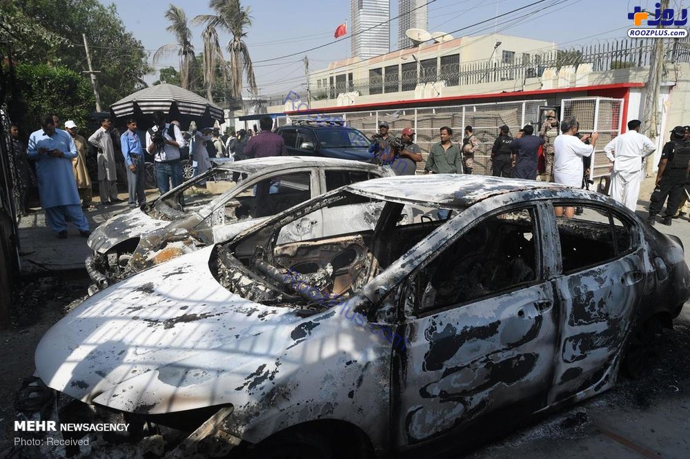 حمله به کنسولگری چین در کراچی و کشته شدن 2 پلیس +عکس
