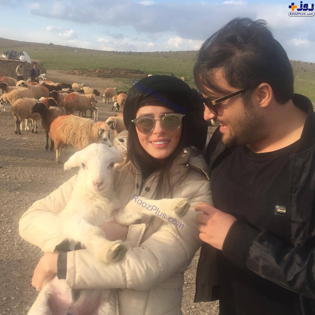 عکس/عید «مهدی سلوکی» و همسرش در کنار بز و گوسفندها!