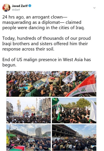 مردم عراق به پامپئوی دلقک و گستاخ پاسخ دادند/ پایان حضور پلید آمریکا در غرب آسیا آغاز شده است