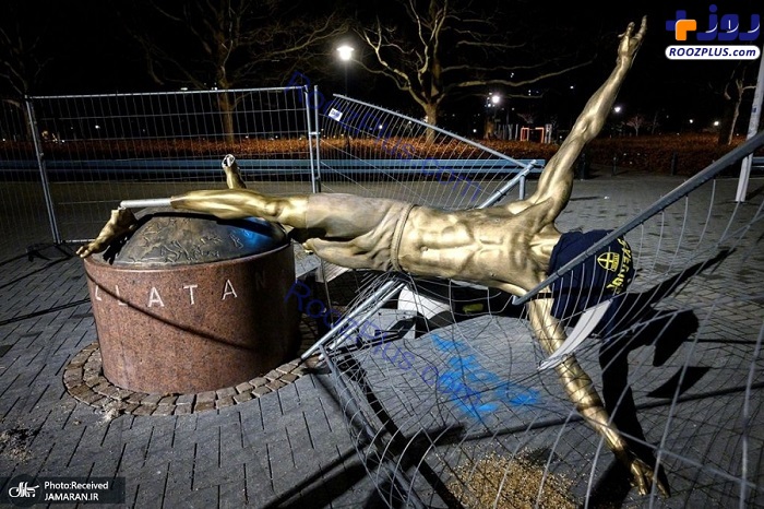 تخریب تندیس زلاتان ابراهیموویچ در سوئد +عکس