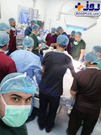 ازدحام پزشکان برای گرفتن عکس گرفتن با آیت الله سیستانی/عکس