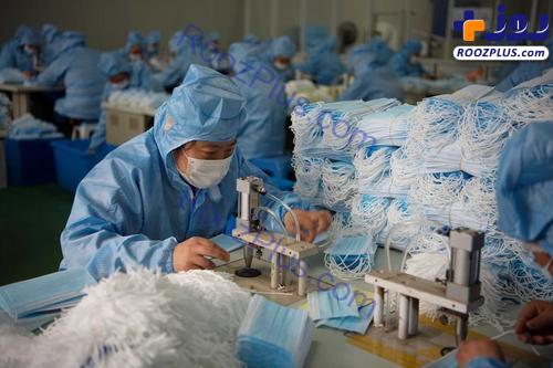 یک کارخانه 3 شیفته تولید ماسک در چین +عکس
