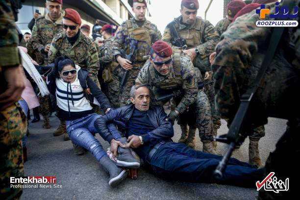 درگیری شدید نیروهای امنیتی لبنان با معترضان + تصاویر