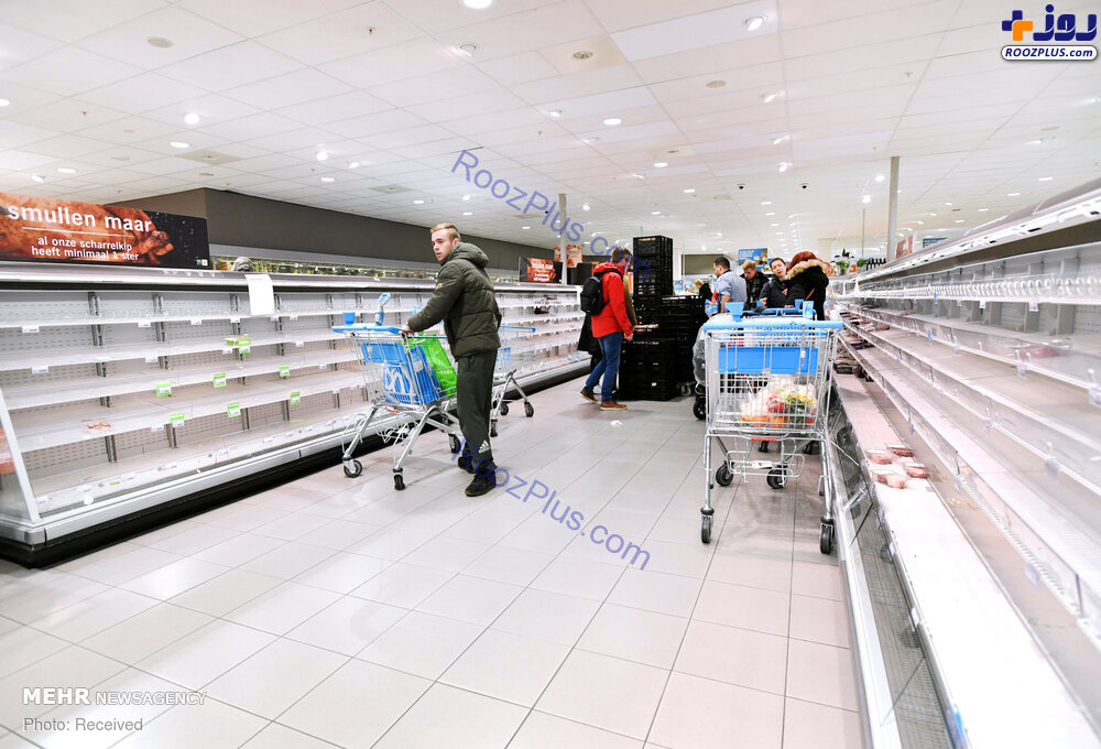 خالی شدن فروشگاه ها در بلژیک +عکس