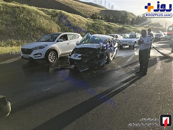عکس/ واژگونی پژو ۲۰۷ در بزرگراه خرازی تهران