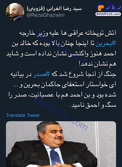 عکس/ هجوم توئیتری عراقی ها به وزیر خارجه بحرین