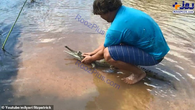 شکار تمساح با دست خالی توسط یک مرد+عکس