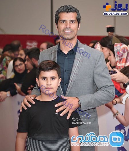 هادی ساعی و پسرش در افتتاحیه فیلم سینمایی «ما همه با هم هستیم» +عکس