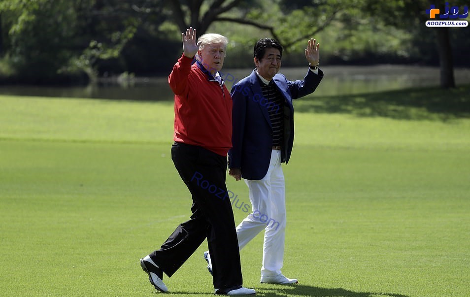سلفی نخست وزیر ژاپن و ترامپ در زمین گلف