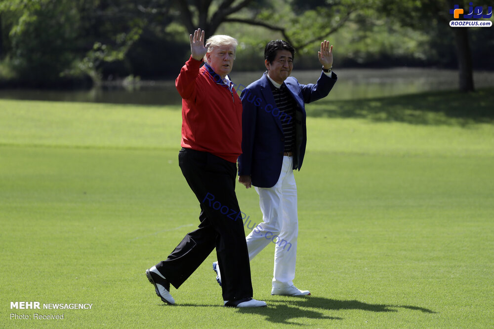 گلف بازی ترامپ و نخست وزیر ژاپن +عکس